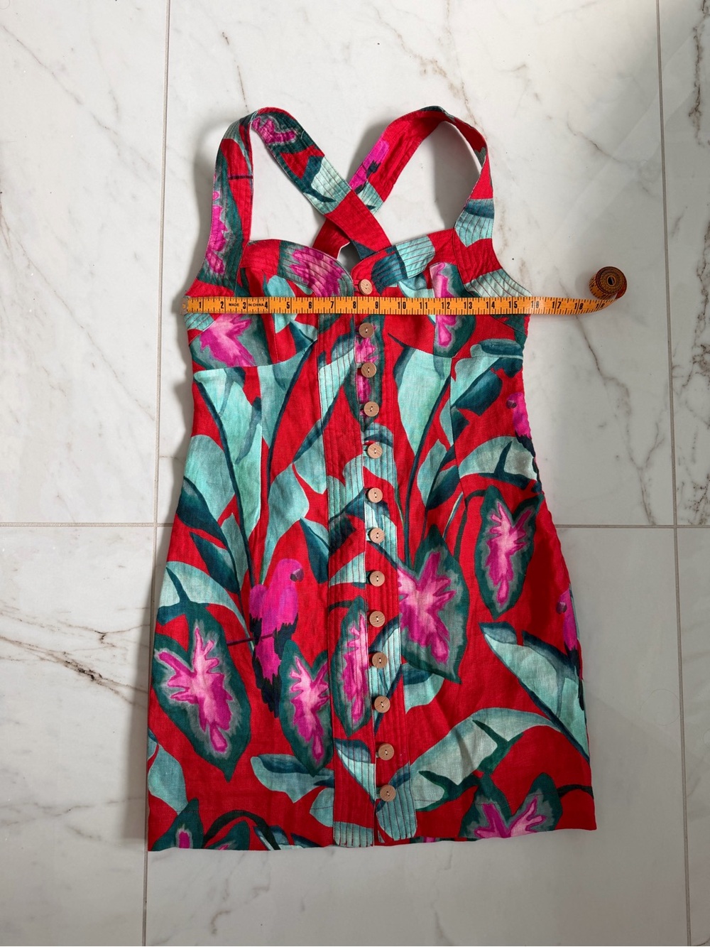 FARM Rio Red Summer Foliage Red Mini Dress NWT - Picture 9 of 12